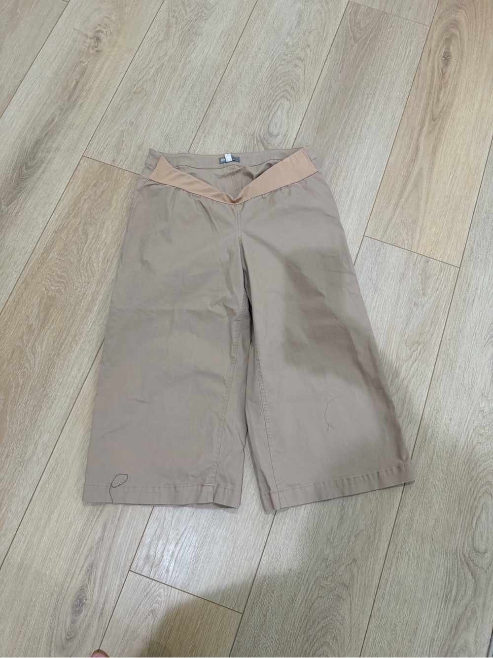 ASOS Maternity Wide Leg Cropped Pants in Light Beige